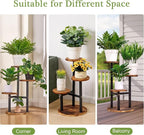 VECELO 3 Tier Plant Stand Indoor Outdoor, Tall Metal Wood Flower Shelf - Image 6