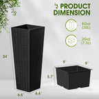 Devoko Resin Tall Planters for Outdoor Plants Set of 2, Large Taper Outdoor - Image 7