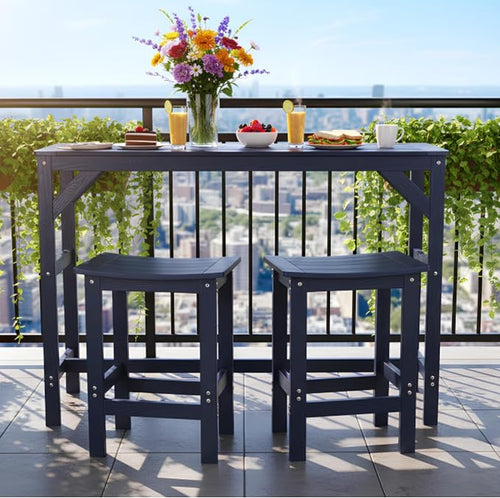 3Pcs HIPS Outdoor Patio Bar Set, All Weather HIPS Bar Table and Chairs Set - Image 2