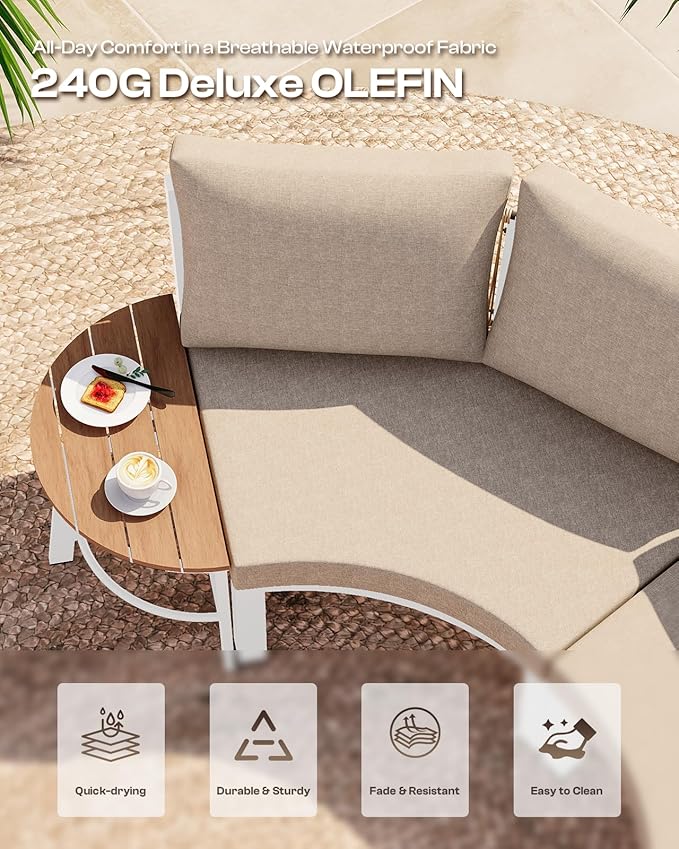 Outdoor Aluminum Round Coffee Table, All-Weather Patio Coffee Tables - Image 4