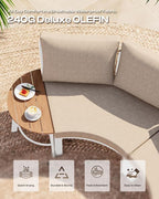 Outdoor Patio Sectional Modular Sofa, Aluminum 1 Piece Curved Patio Couch - Image 4