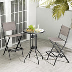 COSTWAY Outdoor Patio Bar Chair Set of 4, Folding Bar Height Stool - Image 3