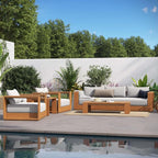Modway Tahoe Acacia Wood 5-Piece Outdoor Patio Furniture Set in Natural Light - Image 4