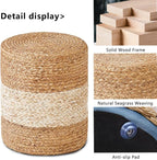 Wimarsbon Foot Stool Ottoman Round Natural Seagrass Footrest Stool Hand-Woven - Image 4