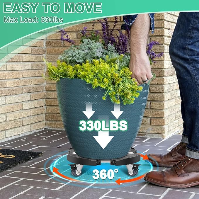 sanyi Plant Caddy with Wheels Heavy Duty, 15-21" Adjustable Plant Stand with - Image 2