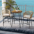 Tangkula 3 Pieces Rope Woven Patio Bar Set, Outdoor High Table and Chairs Set - Image 9
