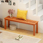 Tangkula 47 Inch Patio Wood Bench, 2-Person Backless Bench w/Slatted Seat - Image 5