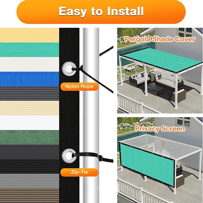 Artpuch Outdoor Pergola Shade Cover 10' X 10' Sun Shade Cloth - Image 5