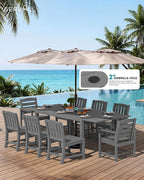 SERWALL 9-Piece Outdoor Dining Set, All Weather HDPE Outdoor Furniture Set - Image 3