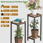 Homeiju Plant Stand Indoor, 2 Tier Wood Corner Plant Stand, Modern Square Plant - Image 3