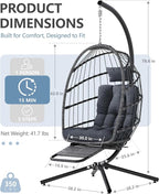 SWITTE Egg Chair Outdoor with Footrest & Stand, Indoor Wicker Hanging Egg Swing - Image 3