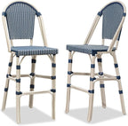 PURPLE LEAF French Bar Stool Set of 2 White Print Finish Patio Bar Stools by PURPLELEAF