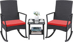 Greesum 3 Pieces Patio Furniture Set Outdoor Wicker Rocking Chairs by BuynowfromGreesum