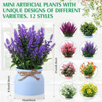 Cindeer 12 Pcs Large Artificial Potted Flowers Fake Potted Plants Plastic Faux - Image 2