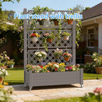 Mobile Garden Planter with Trellis & Lockable Wheels, Outdoor Raised Bed with - Image 6