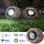 Solar Rock Lights, 4 Pack Solar Powered Waterproof LED Spotlights Decorative - Image 2