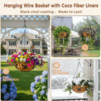 14 inch Metal Hanging Baskets For Plants Outdoor 4 Pack Round Metal Wire - Image 3