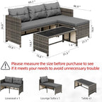 Shintenchi 3-Piece Outdoor Patio Furniture Sets, Wicker Patio Conversation Sets - Image 2