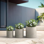 Kante 9.8", 15.7" Dia Round Concrete Planter Set of 3, Modern Style Large - Image 7