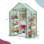 Walk-in Greenhouse for Outdoors w/ Mesh Side Windows, 3 Tiers 6 Shelves PE - Image 4