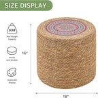 Wimarsbon Round Pouf Ottomans, Handwoven Natural Water Hyacinth Seagrass Pouffe - Image 3