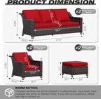 Joyside Wicker Patio Furniture Sets, 6 Pieces Upgraded Large Size Outdoor - Image 2