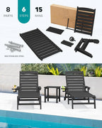 SERWALL Patio Chaise Lounge Chair Set of 2, Poly Lounge Chair - Image 7