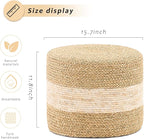 Handwoven Seagrass Ottoman Pouf, Round Outdoor Footstool - Image 3