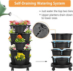 VECELO 5 Tier Vertical Garden Planter, Self Watering Stackable Planters - Image 3
