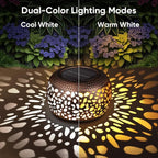 Solar Lanterns Outdoor Waterproof Decor: 2 Pack Red Copper Hollow Out Retro - Image 3