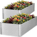 FRIZIONE 2pcs Tall 6x3x1.5ft Galvanized Raised Garden Bed Outdoor, Steel Garden by FRIZIONE