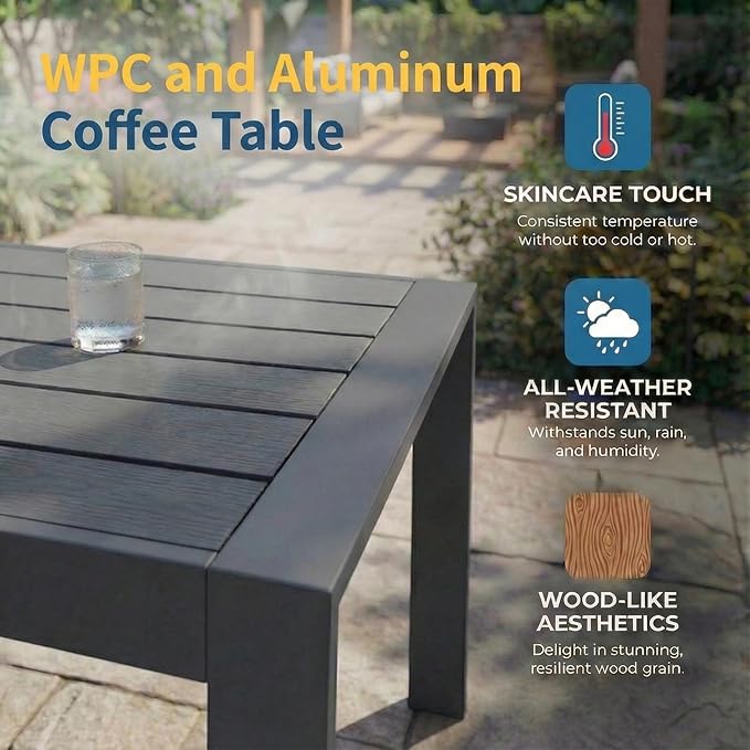 Wisteria Lane Aluminum Outdoor Patio Furniture Set, Modern Patio Conversation - Image 6