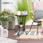 VINGLI Mosaic Outdoor Side Table, Accent Table, Ceramic Tile Top Black Iron - Image 8