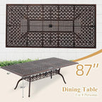 87" Cast Aluminum Outdoor Dining Table – Rectangular Red Copper Patio Table - Image 3