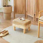 Ottoman Foot Stool Rectangular Footrest Natural Seagrass Footstool - Image 10