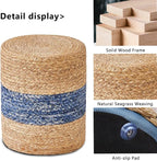 Wimarsbon Ottoman Foot Rest Stool Round Natural Seagrass Foot Stool Hand-Woven - Image 4