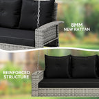 YITAHOME 3-Seats Outdoor Hanging Porch Swing Chair Rattan Black Wicker Patio - Image 5