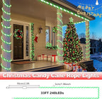 Jnaurb Christmas Candy Cane Lights, 33ft 240 LED Connectable Flexible White & - Image 6