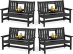 SERWALL Outdoor Bench with Cup Holder, All Weather Patio Benches with High by SERWALL