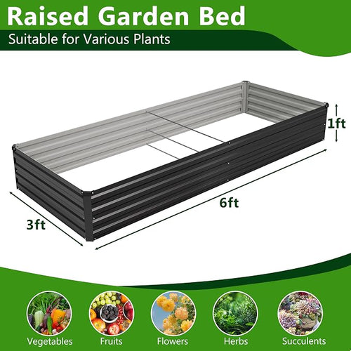 2PCS 6x3x1ft Galvanized Raised Garden Bed Kit, Metal Planter Box - Image 2