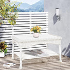White Wicker Patio Coffee Table - Image 4