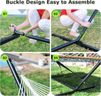 Double Hammock with Stand for Outdoor, Heavy Duty Portable Hammock with - Image 5