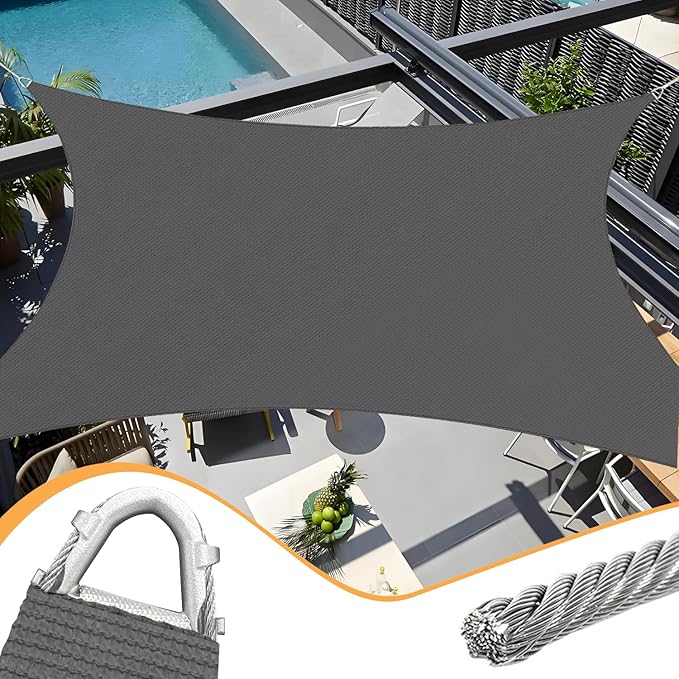 Upgraded with High-Strength Steel Cable Edges 20' x 26' Sun Shade Sail Dark by OOTONAT