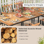 Tangkula 9-Piece Patio Dining Set, Outdoor Acacia Wood Dining Table - Image 6