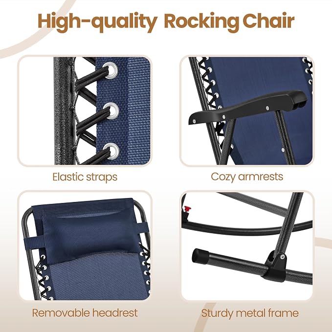 Yaheetech 26in Rocking Chair Outdoor Zero Gravity Folding Chairs Rocking Chairs - Image 7