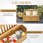 Outvita Outdoor Wood Storage Bench, Wooden Large Deck Box - Image 5