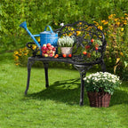 VINGLI 38.5" Patio Park Garden Outdoor Metal Rose Bench, 2-Person Cast Iron - Image 6
