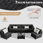 KIGOTY Patio Furniture Set, 7 Pieces Modular Outdoor Sectional Sofa, PE Rattan - Image 5