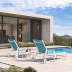 PURPLE LEAF Lounge Chair Outdoor Set 2 Pieces White Aluminum Chaise Lounge - Image 3