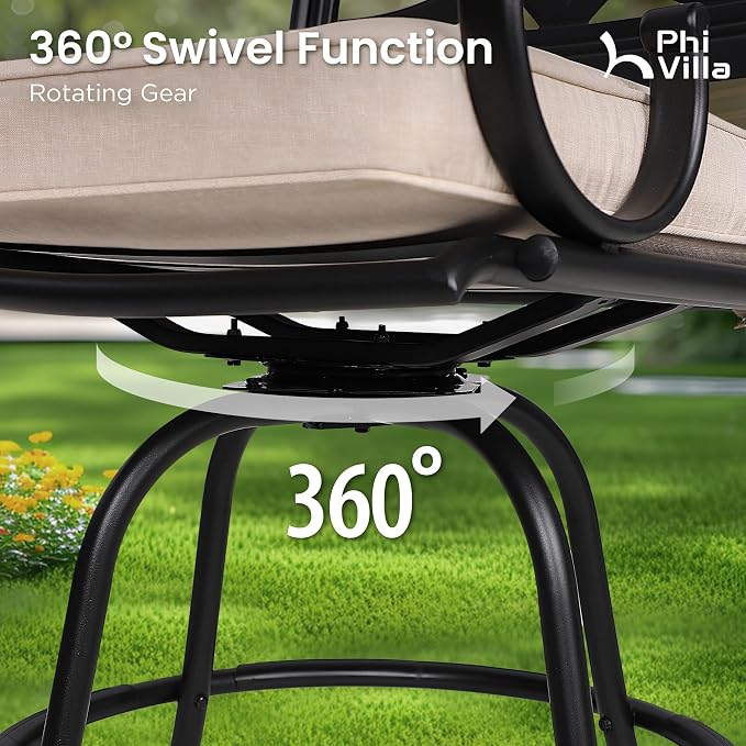 PHI VILLA 5 Piece Patio Bar Set, Outdoor Bar Table and Chairs Set, Strong and - Image 3